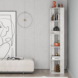 Decortie Decortie - Nati Modern Corner Corner Bookcase Display Tall 161cm - Gold Marble Effect - Lagina