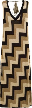 Akep Zig-Zag Jacquard Lurex Jurk - Dames - Maxi kleedjes - Veelkleurig - XS - Kleedjes