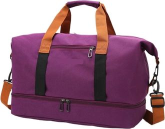 Generic Compatible For Casual outdoor travel handbag,womens fitness yoga bag,weekend overnight, large capacity dry and wet(Purple)