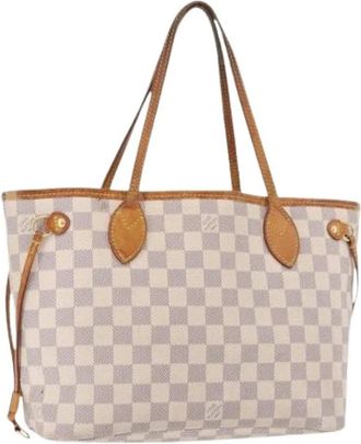 Louis Vuitton Pre-owned Damier Azur Tote Bag - Dames - Vintage Shopper - Beige - ONE Size - Leer - Vintage