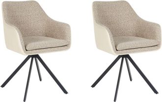 Beliani Beliani - Conjunto De 2 Sillas De Comedor Tapizadas Lithia Beige