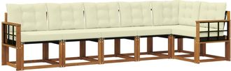 vidaXL Conjunto De Sof&aacute;s De Exterior 6 Uds. Natural Y Crema Vidaxl