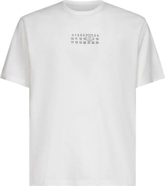 Maison Margiela T-shirt in cotone con grafica numerica - Bianco