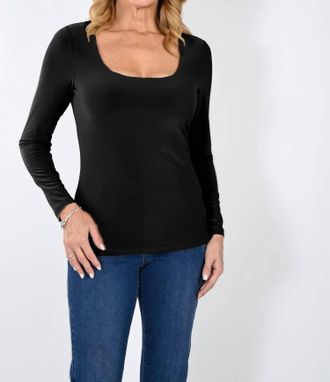 Frank Lyman Design Knit Long Sleeve Top In Black