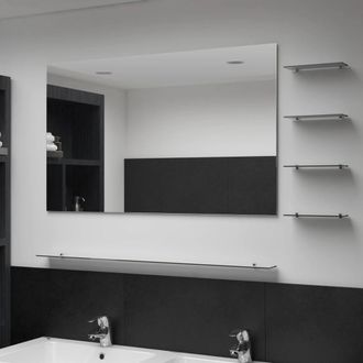Berkfield Home Wall Mirror with 5 Shelves Silver 100x60 cm