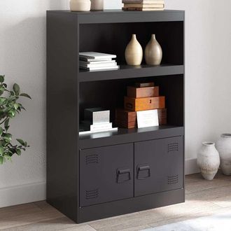 vidaXL Aparador De Acero Negro 67x39x107 Cm Vidaxl