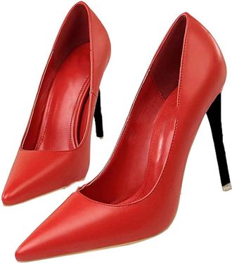 Generic Women Elegant Office Party Pointed Toe High Heel Pumps Wedding Stiletto Dress Shoes Red