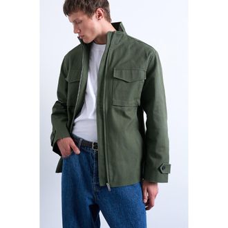 Topman Double Pocket Cotton Canvas Jacket in Light Green at Nordstrom Rack, Size Small