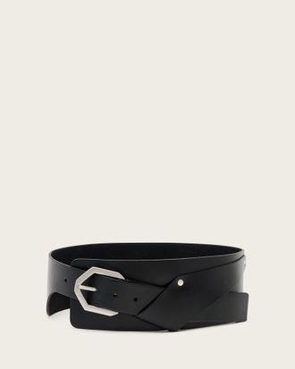 AllSaints Leather Jade Tapered Leather Belt, Size: XS