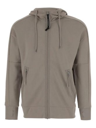 C.P. Company goggle zip-up hoodie - men - Cotton - S - Brown