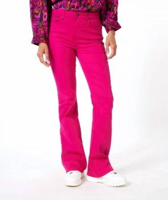 Esqualo Felizia Colored Flare Denim Trousers In Fuchsia