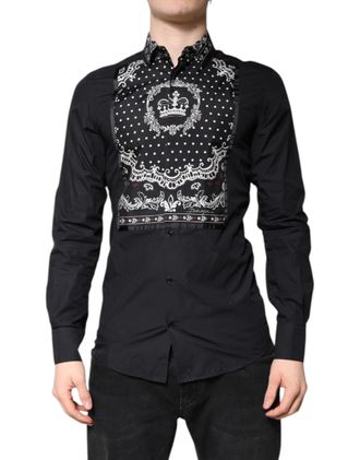 Dolce & Gabbana Bandana-Print Silk-Cotton Shirt - Black