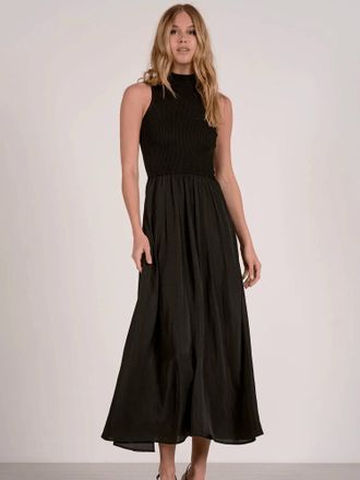 Elan Maci Mock Neck Maxi Dress In Black
