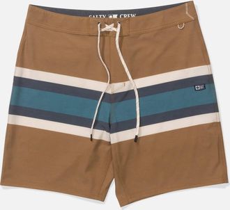 Salty Crew Mens Crew Stripe Boardshort In Bronze Brown