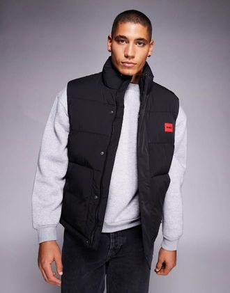 HUGO BOSS HUGO Red - Baltino - Gilet imbottito nero con etichetta del logo