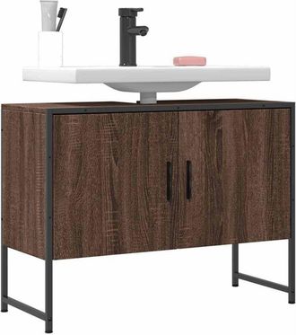 vidaXL Bathroom Sink Cabinet Brown Oak 80x33x60 cm Engineered Wood Vidaxl