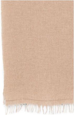 Fabiana Filippi Luxe Sjaal van Kasjmiermix met Fringed Zoom - Dames - Wintersjaals - Beige - ONE Size - Kasjmier - Accessoires