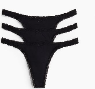 H&M 3er-Pack Tangas aus Mikrofaser - Schwarz