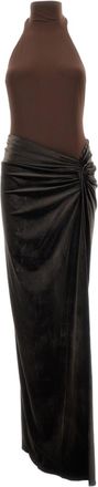 Andamane Brown Jessie Halter Stretch Maxi Dress