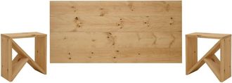 Deco Wood Pack cabecero y mesitas de madera maciza en tono medio de 160x80cm