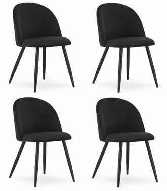 OEM Silla Bello - Terciopelo Negro / Patas Negras X 4