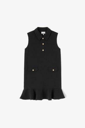 Ganni Black Twill Suiting Mini Dress - Size 10/12