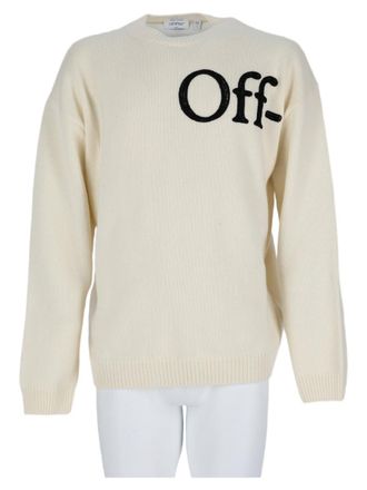 Off-white Ivory Wool-Blend Contrast Knit Sweater