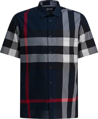 Burberry Check Shirts Blu-Uomo