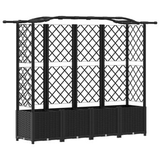 vidaXL Cama Elevada Con Trellis Y Techo Negro 204 X 40 X 141 Cm Pp Vidaxl