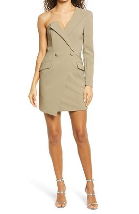 Lavish Alice One-Shoulder Blazer Cocktail Dress in Sage Green at Nordstrom, Size 2