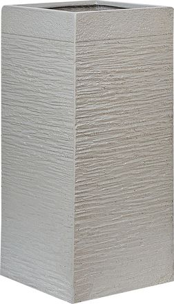 Beliani Maceta Alta De Arcilla Para Jard&iacute;n 33 X 33 X 70 Cm Resistente A Los Rayos Uv Gris Claro Dion