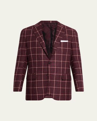 Kiton Mens Cashmere Check Sport Coat