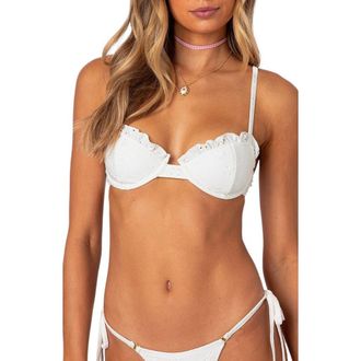 Edikted Eyelet Underwire Bikini Top in White at Nordstrom, Size X-Small