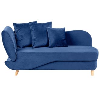 Beliani Chaise Longue Moderno Con Cojines Almacenaje Terciopelo Azul Izquierdo Meri Ii