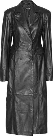 Rotate Trench doppiopetto in pelle - Nero