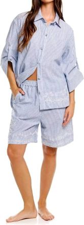 Agua Bendita Chrissy Batik Shirt In Blue Striped