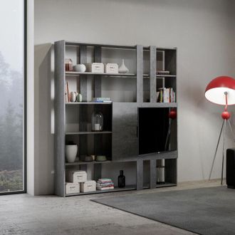 Itamoby Libreria in legno Noce 178x204h cm con pannello tv - kato l