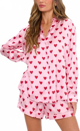 Show me your Mumu Early Riser Pajama Set In Pink Queen Of Hearts Silky