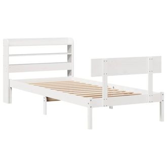 Berkfield Home Beautiful Bed Frame Frame White 75x190 cm Small Single Solid Wood Pine