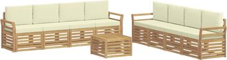 vidaXL Conjunto De Sof&aacute;s De Exterior 9 Uds. Blanco Y Crema Poli&eacute;ster Vidaxl