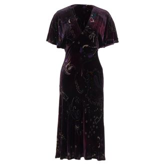Ralph Lauren Black Label Vintage dark purple velvet paisley floral dress US8 L