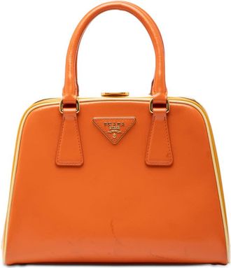 Prada Pre-owned Prada Bicolor Saffiano Vernice Pyramid Frame Handbag Ladies QZNK2JMZUV27X3JN