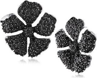 Jardin Hibiscus Floral Pav&eacute; Crystal Stud Earrings in Black/Silver at Nordstrom Rack