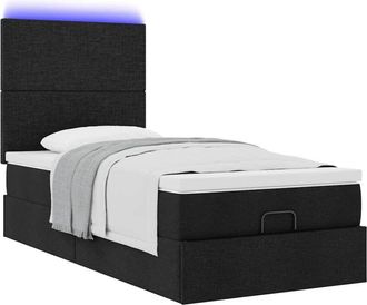 vidaXL Estructura Cama Otomana Colch&oacute;n Tela Negro 90x200 Cm Vidaxl