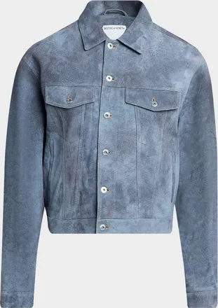 Bottega Veneta Men & apos;s Cloudy Suede Trucker Jacket