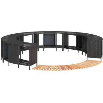 vidaXL Bordo per Spa Nero in Polyrattan e Legno Massello di Acacia vidaXL