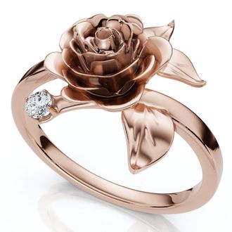 Pompeii3 Rose and Diamond Engagement Ring 14k Gold Lab Grown