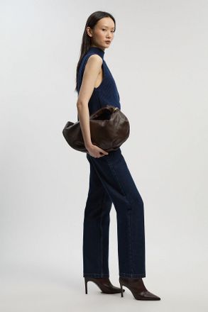 Karen Millen Womens Petite Demin High Waist Straight Leg Jean - Indigo Blue Cotton - Size 16 UK