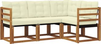 vidaXL Conjunto De Sof&aacute;s De Exterior 4 Uds. Natural Y Crema Vidaxl