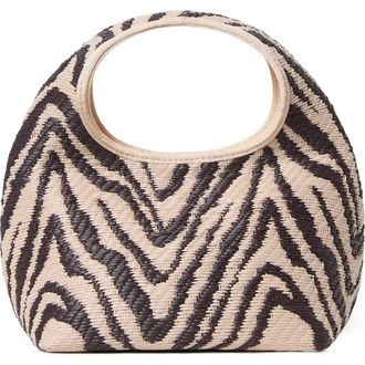 Loeffler Randall Kenzie Woven Raffia Top Handle Bag in Vintage Zebra at Nordstrom